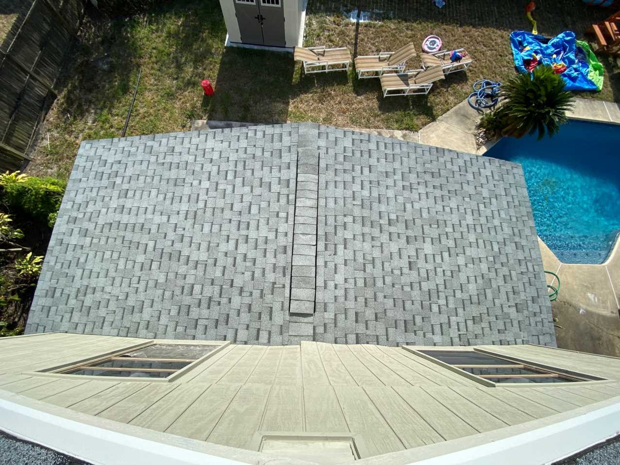 Completed rear architectural shingle roof plane in Orlando